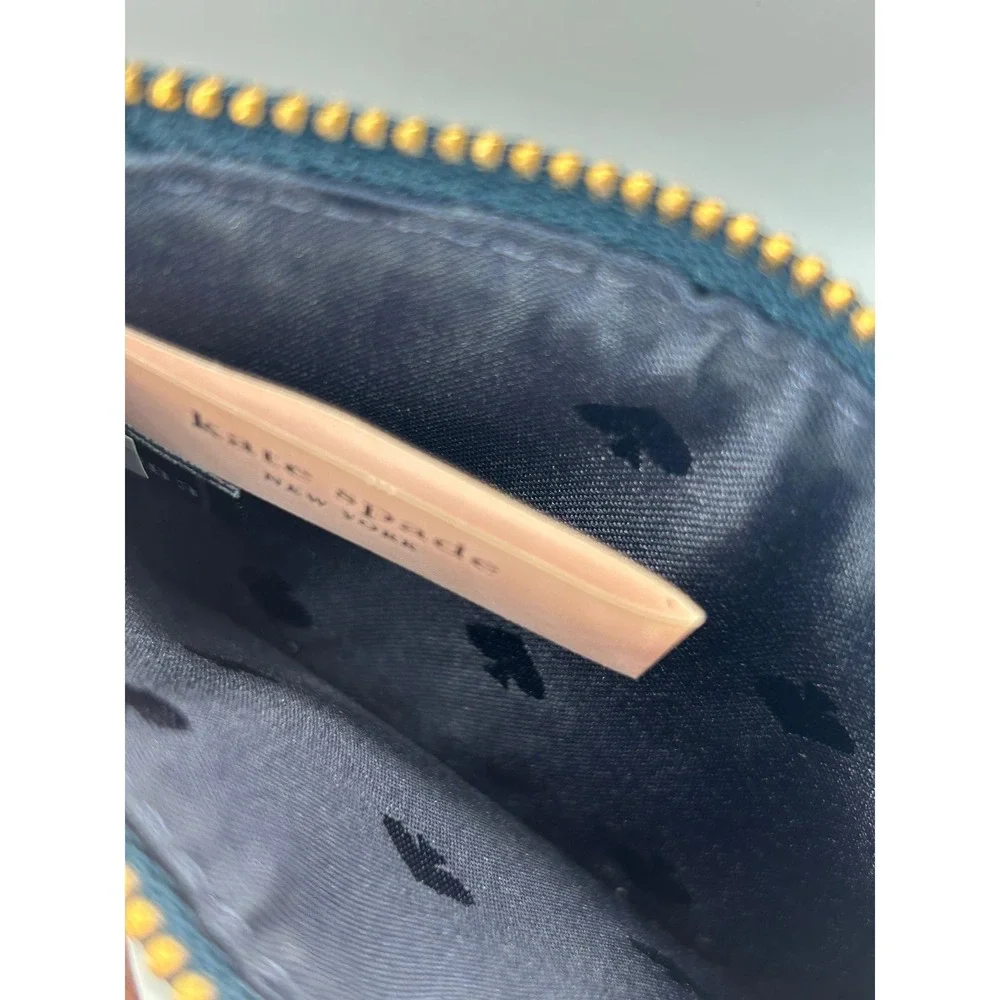 Kate Spade New York Black Leather Zip Card Holder Coin‎ Pouch Wristlet